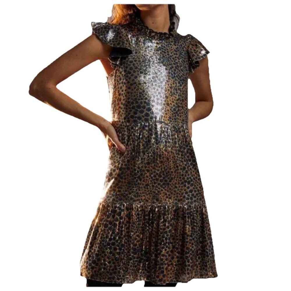 NEW Anthropologie Othilia Joella Sequined Mini Dress Edgy Babydoll M Medium $268